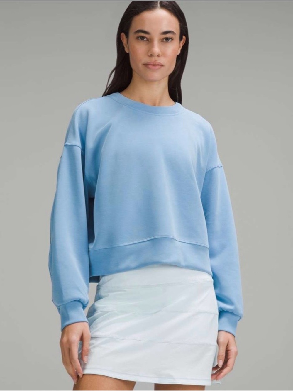 Lululemon Athletica Softstreme Oversized Cropped Aero Blue Crew Sweatshirt